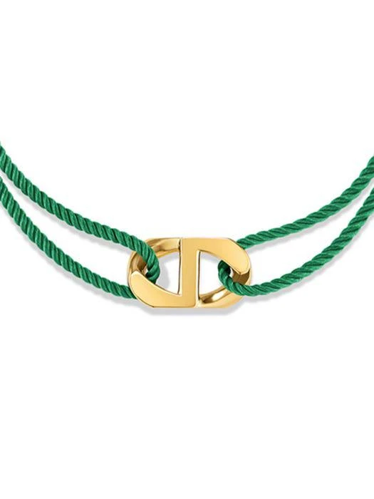 商品hyeres-lor|Erite Silver Curve Emblem String Bracelet_Green,价格¥993,第2张图片详细描述