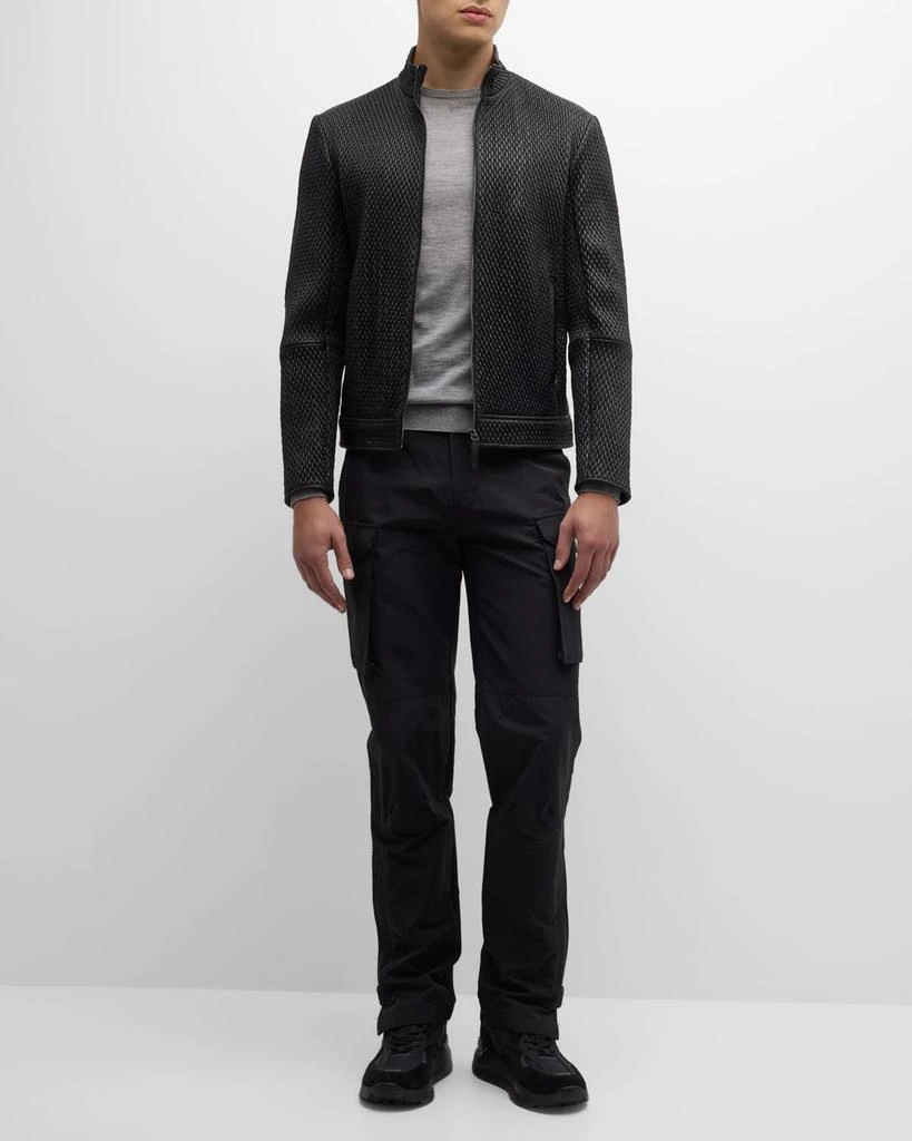 商品Emporio Armani|Men's Textured Leather Jacket,价格¥9879,第3张图片详细描述