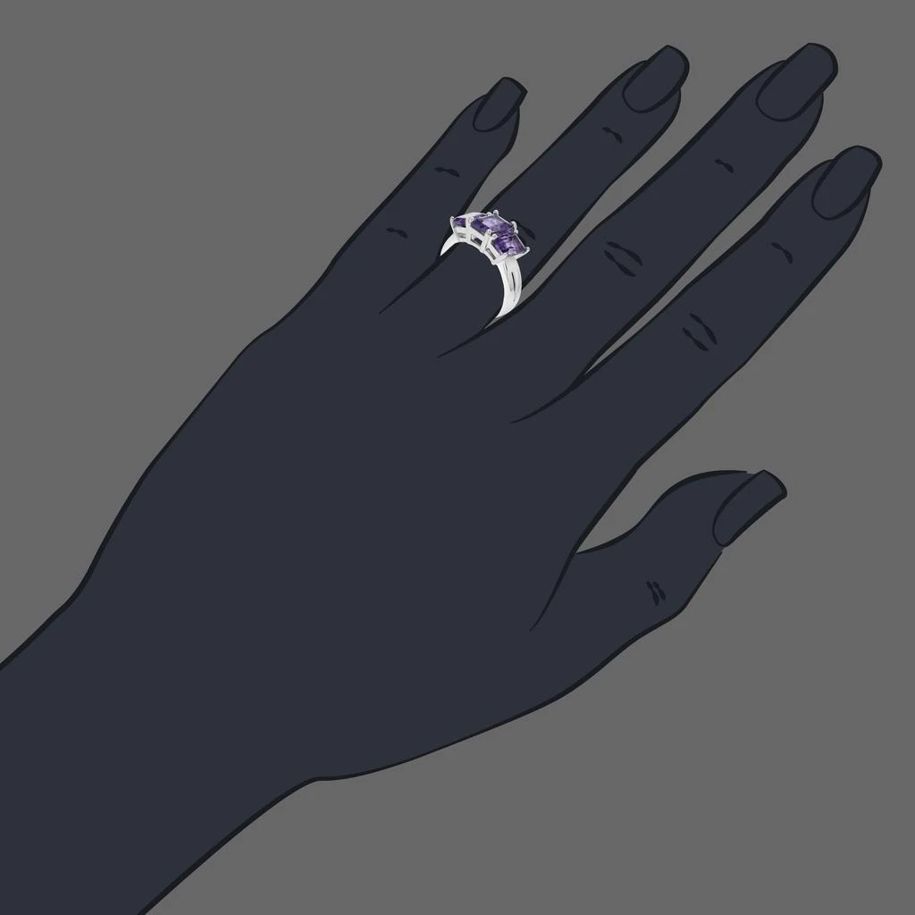 商品Vir Jewels|2.35 cttw 3 Stone Purple Amethyst Ring .925 Sterling Silver Rhodium Emerald,价格¥477,第3张图片详细描述