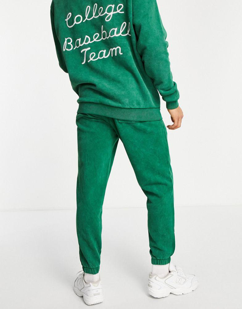 ASOS DESIGN co-ord tapered joggers in green vintage wash商品第4张图片规格展示