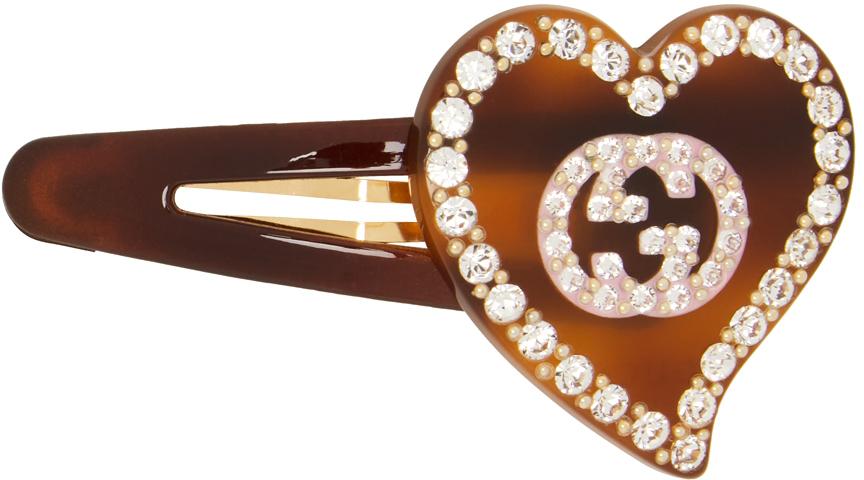 Tortoiseshell GG Heart Hair Clip商品第1张图片规格展示