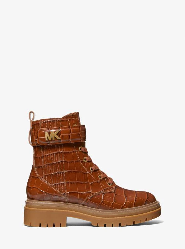 商品Michael Kors|Stark Crocodile Embossed Leather Combat Boot,价格¥333,第2张图片详细描述