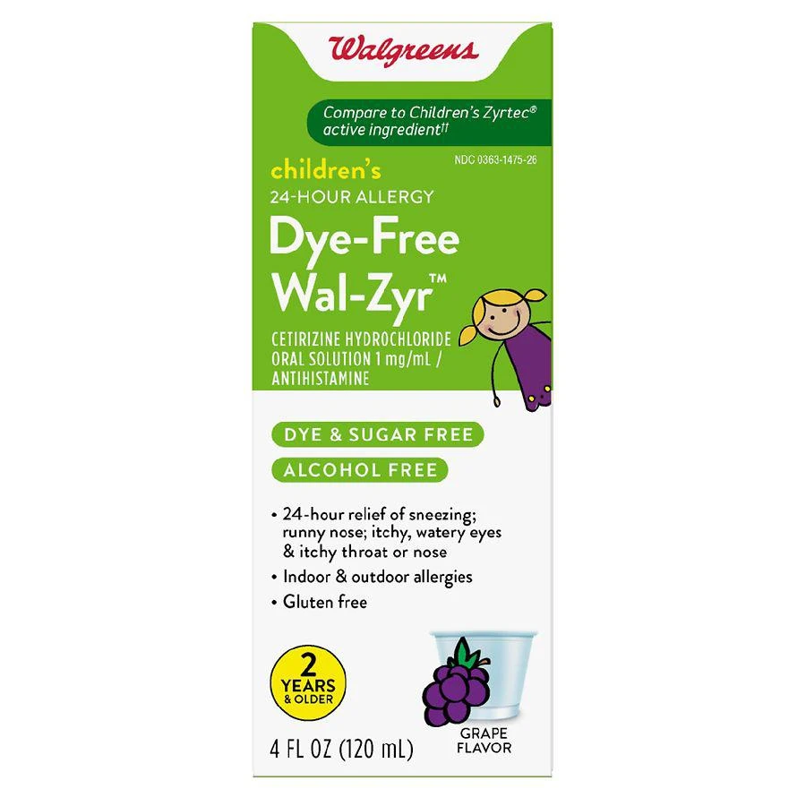 商品Walgreens|24-Hour Children's Allergy Relief Oral Solution Grape,价格¥108,第1张图片