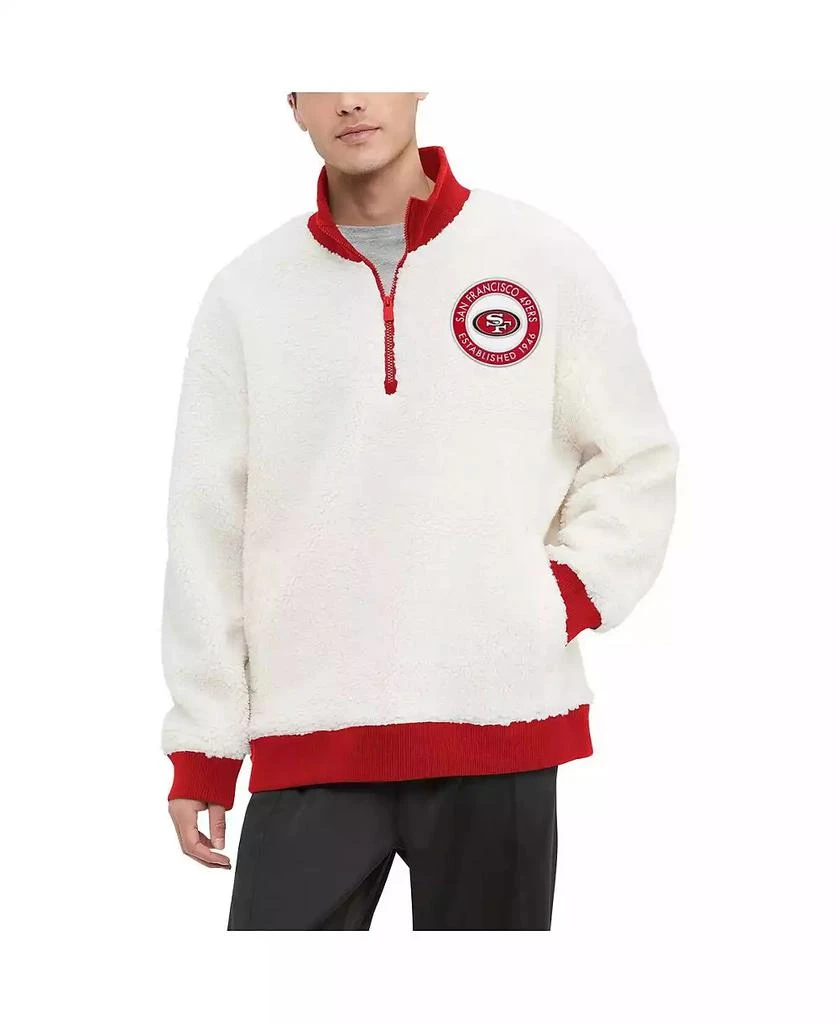 商品Tommy Hilfiger|Men's Cream San Francisco 49ers Jordan Sherpa Quarter-Zip Sweatshirt,价格¥673,第1张图片