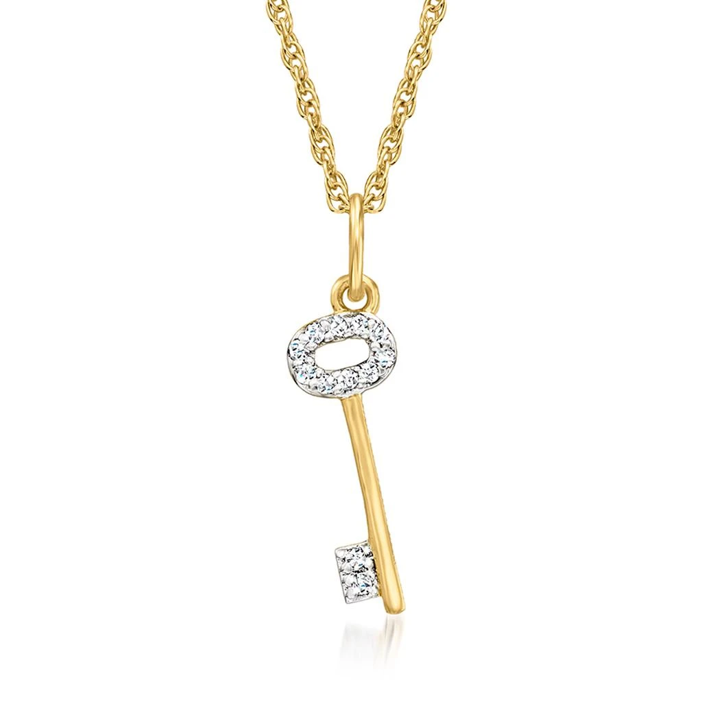 商品Canaria Fine Jewelry|Canaria Diamond-Accented Key Pendant Necklace in 10kt Yellow Gold,价格¥1183,第1张图片