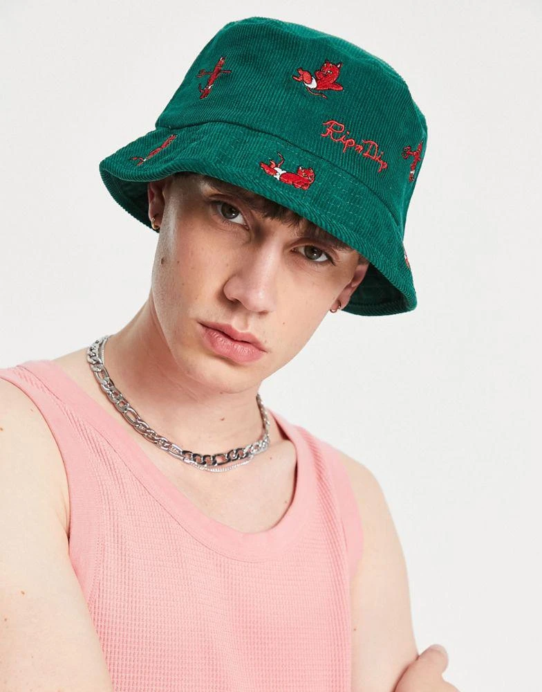 商品Rip N Dip|RIPNDIP devil babies corduroy bucket hat in green,价格¥233,第2张图片详细描述