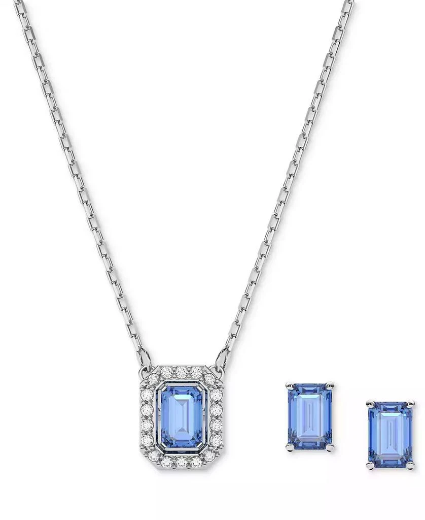 商品Swarovski|Silver-Tone Millenia Blue Crystal Stud Earrings & 14-7/8" Pendant Necklace Set,价格¥1064,第1张图片