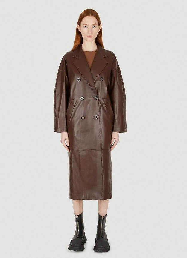 商品Max Mara|Ussuri Leather Trench Coat in Brown,价格¥17835,第1张图片