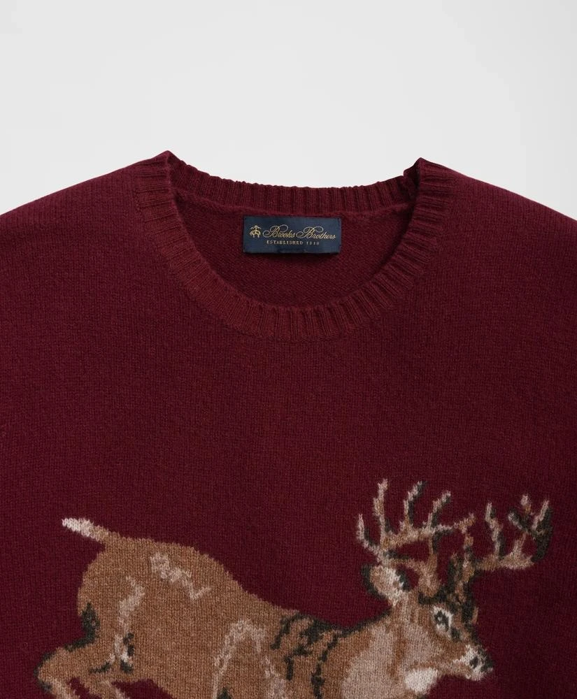 商品Brooks Brothers|Merino Wool Crewneck Sweater with Deer Intarsia Motif,价格¥828,第3张图片详细描述