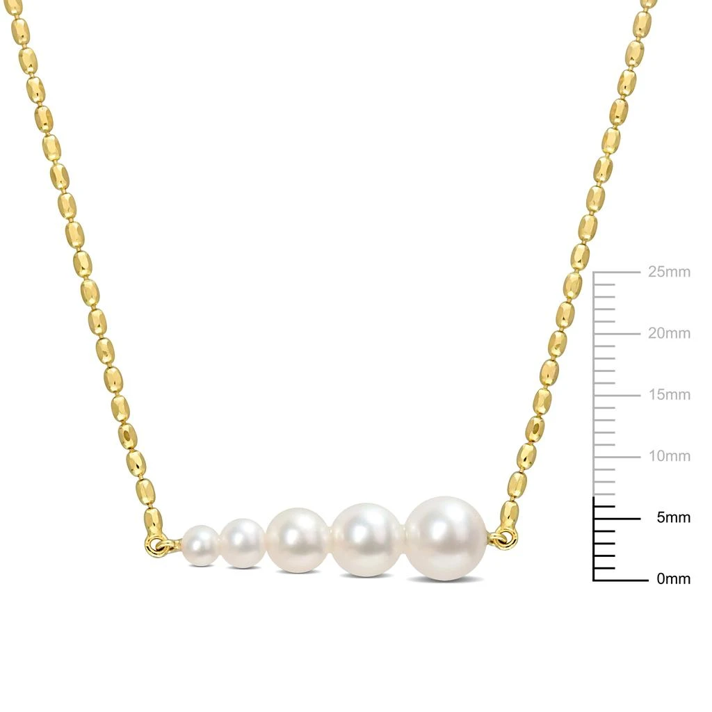 商品Mimi & Max|Cultured Freshwater Pearl Graduated Bar Necklace in Yellow Silver,价格¥534,第3张图片详细描述