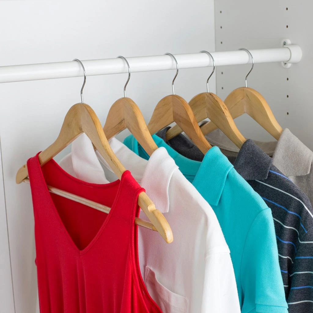 商品Home Basics|Home Basics Non-Slip Wood Hanger, (Pack of 5), Natural,价格¥131,第2张图片详细描述
