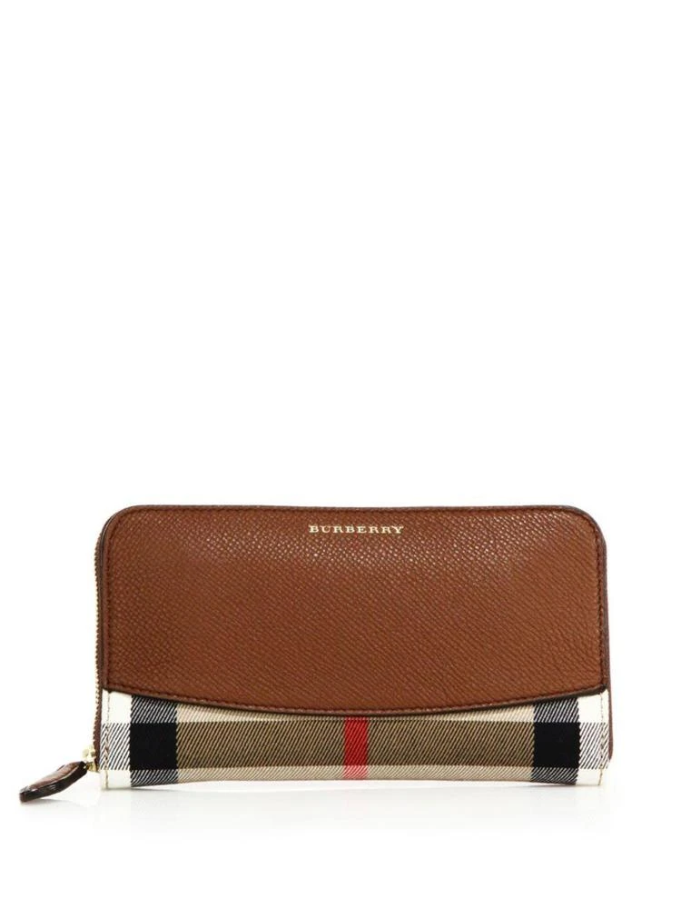 商品Burberry|Elmore Leather & House Check Zip Wallet,价格¥3674,第1张图片