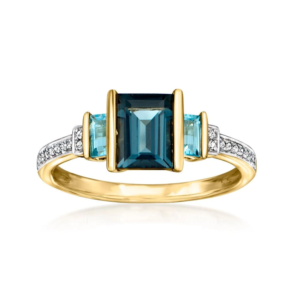 商品Ross-Simons|London and Swiss Blue Topaz Ring With Diamond Accents in 14kt Yellow Gold,价格¥4388,第1张图片