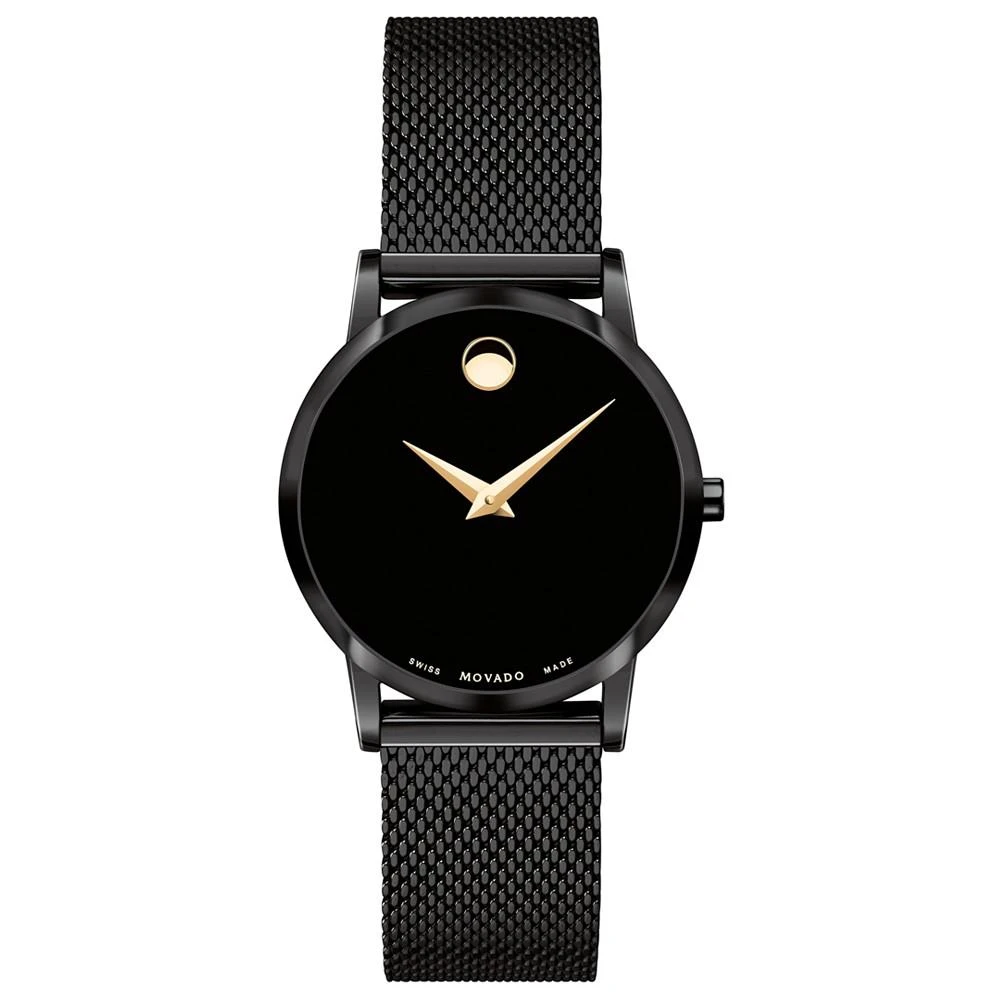 商品Movado|Women's Swiss Museum Classic Black PVD Steel Mesh Bracelet Watch 28mm,价格¥7472,第1张图片