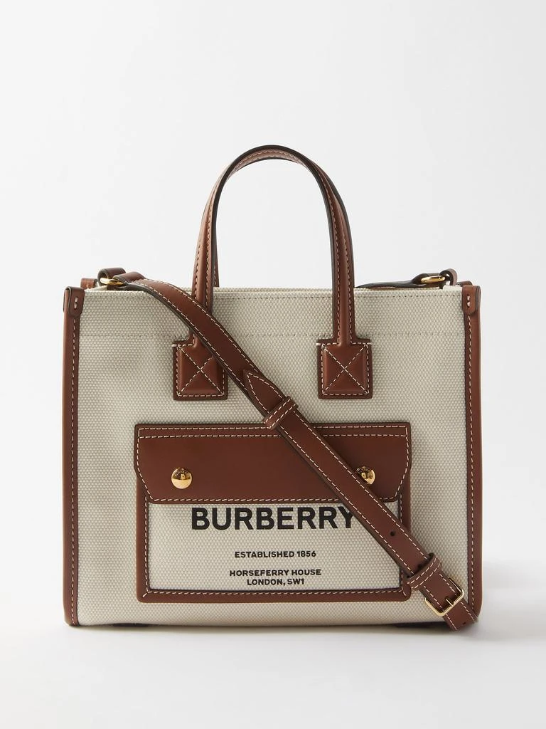 商品Burberry|Freya mini canvas and leather tote bag,价格¥8774,第1张图片