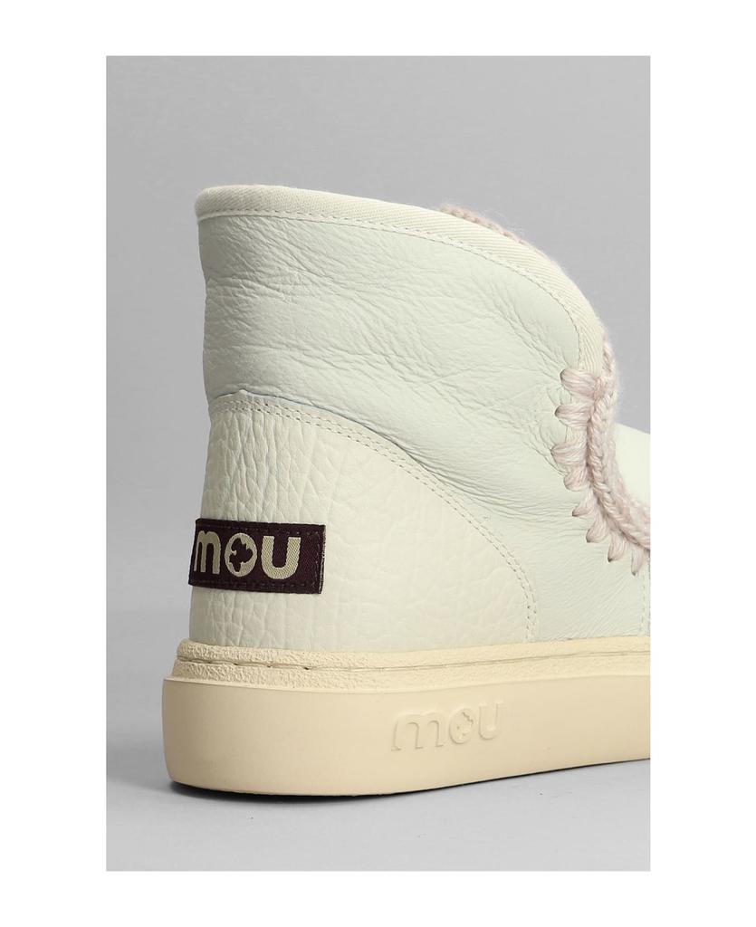 Eskimo Sneaker Bold Low Heels Ankle Boots In White Leather商品第5张图片规格展示