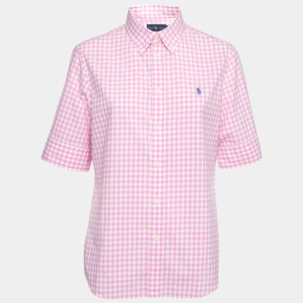 商品[二手商品] Ralph Lauren|Ralph Lauren Pink Gingham Check Cotton Button Front Short Sleeve Shirt L,价格¥841,第1张图片