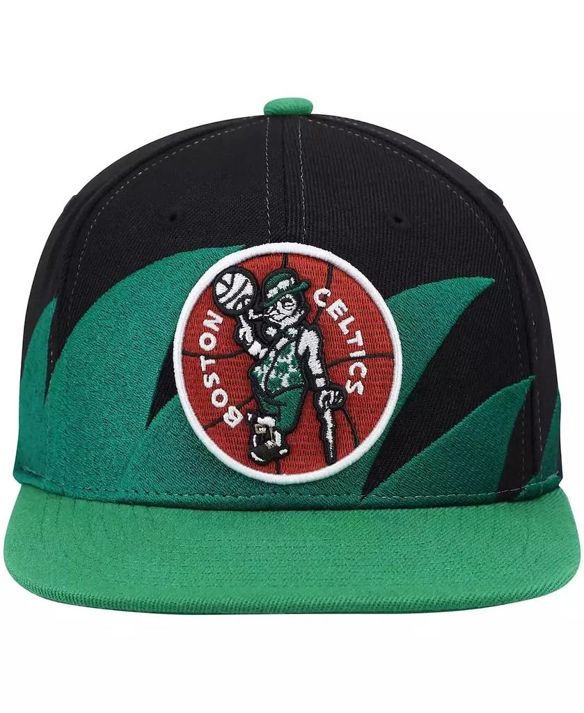 商品Mitchell & Ness|Men's Black and Kelly Green Boston Celtics Hardwood Classics Sharktooth Snapback Hat,价格¥225,第3张图片详细描述