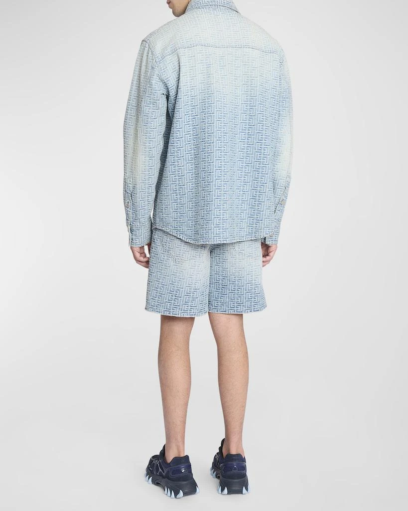 商品Balmain|Men's Jacquard Monogram Denim Overshirt,价格¥4991,第4张图片详细描述