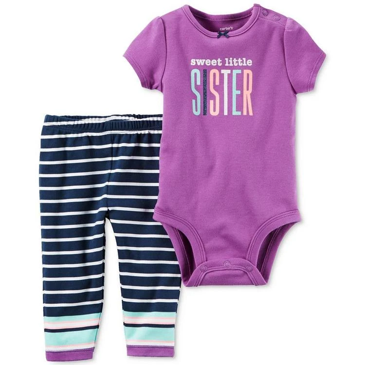 商品Carter's|2-Pc. Sweet Little Sister Bodysuit & Leggings Set, Baby Girls (0-24 months),价格¥58,第2张图片详细描述