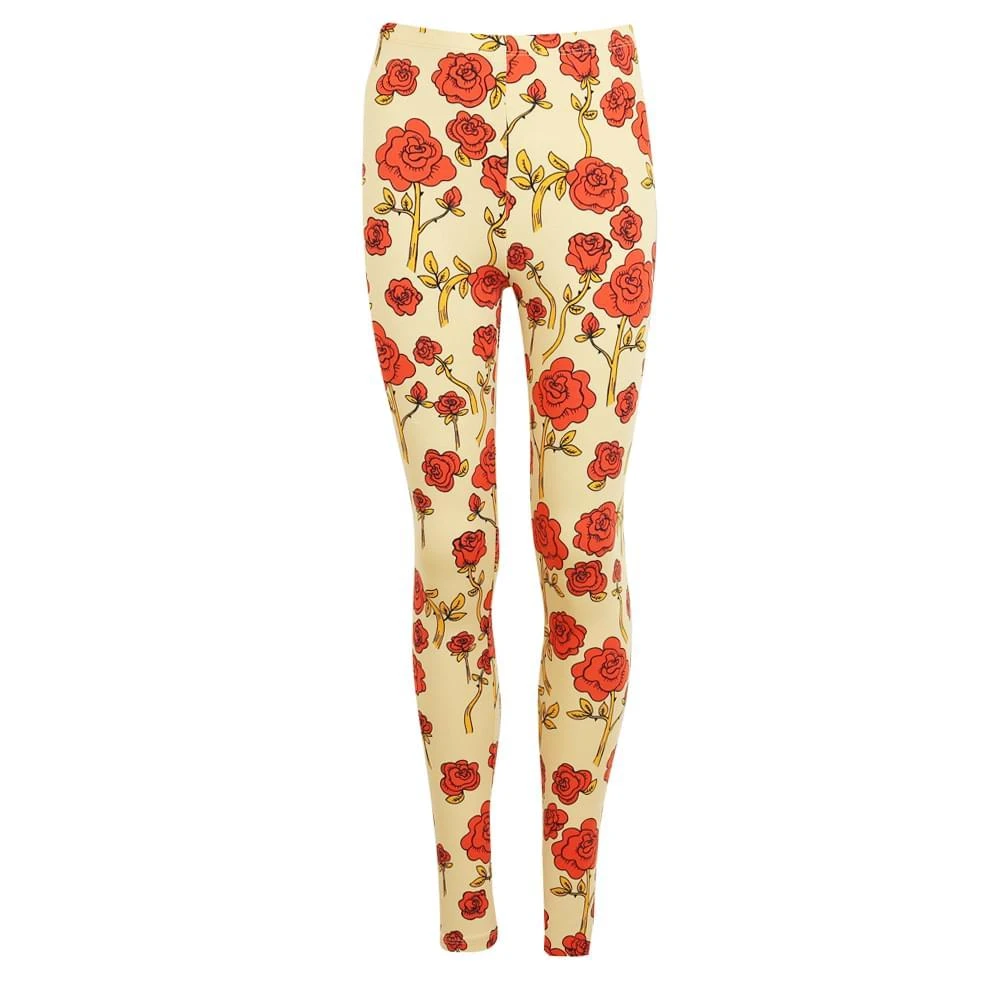 商品Mini Rodini|Beige Roses Leggings,价格¥87,第1张图片
