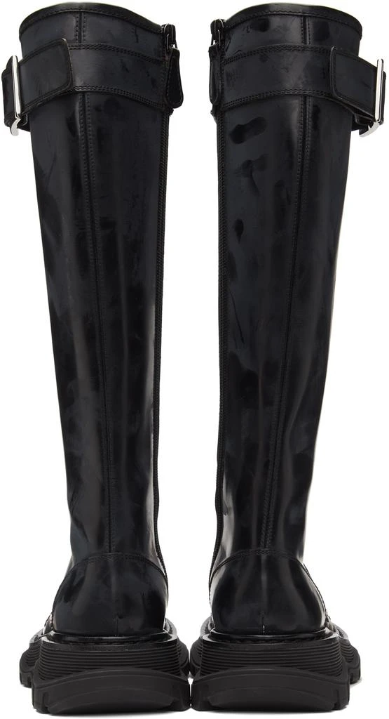 商品Alexander McQueen|Black Tread Lace-Up Tall Boots,价格¥5537,第4张图片详细描述