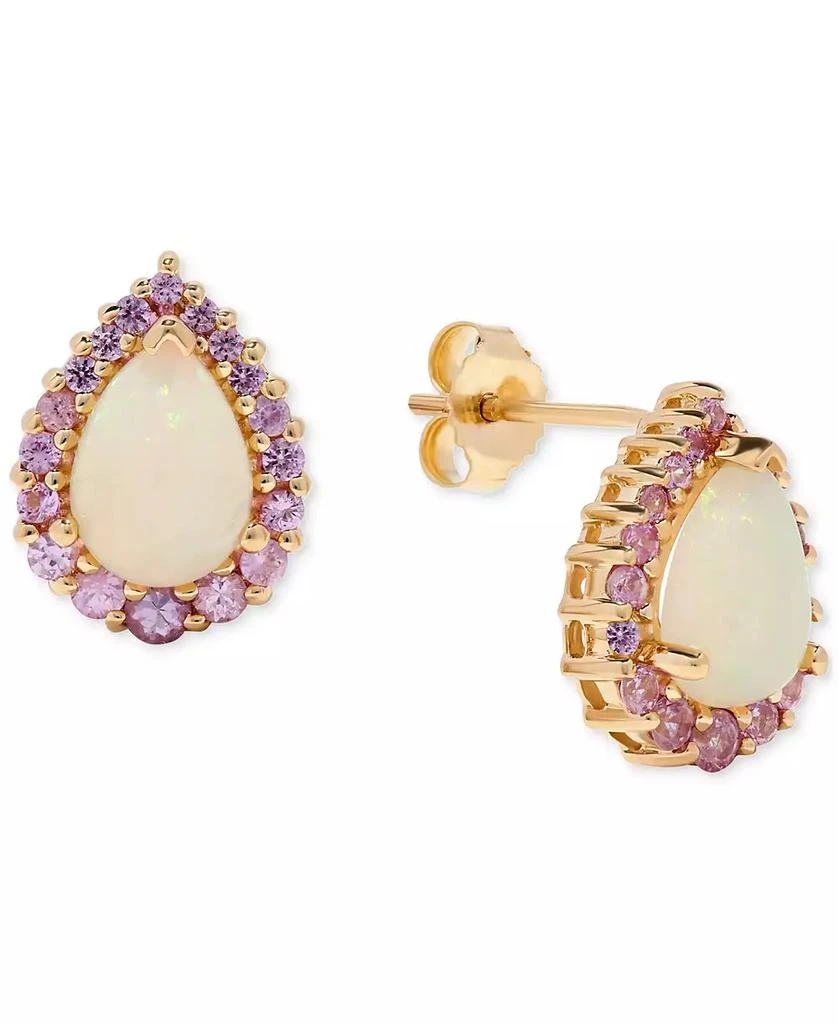 商品Macy's|Opal (1-1/5 ct. t.w.) & Pink Sapphire (7/8 ct. t.w.) Pear Halo Stud Earrings in 14k Gold,价格¥9330,第1张图片