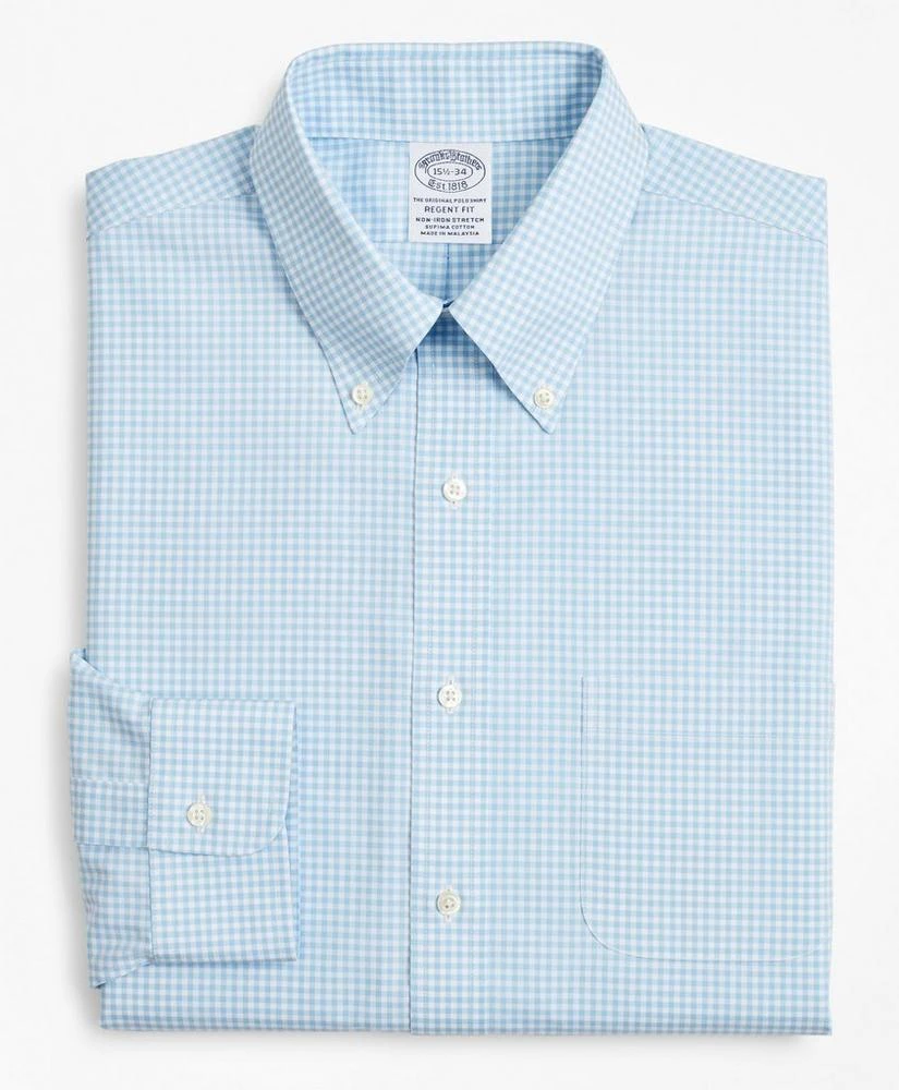商品Brooks Brothers|Stretch Regent Regular-Fit  Dress Shirt, Non-Iron Poplin Button-Down Collar Gingham,价格¥472,第4张图片详细描述