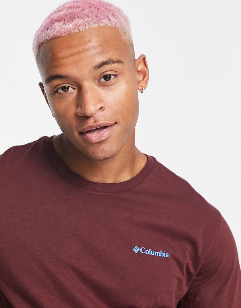 商品Columbia|Columbia Tillamook back print t-shirt in burgundy Exclusive at ASOS,价格¥182,第6张图片详细描述