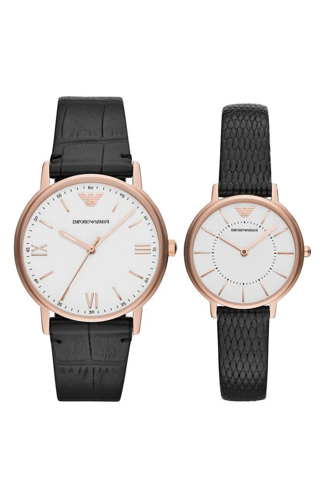 商品Emporio Armani|His & Hers Quartz Leather Strap Watch Set,价格¥1498,第1张图片