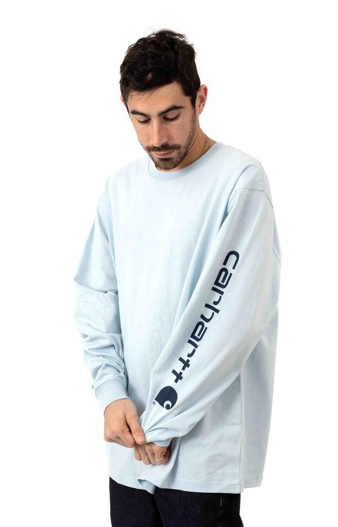 商品Carhartt|(K231) Signature Sleeve Logo L/S Shirt - Soft Blue,价格¥146,第4张图片详细描述