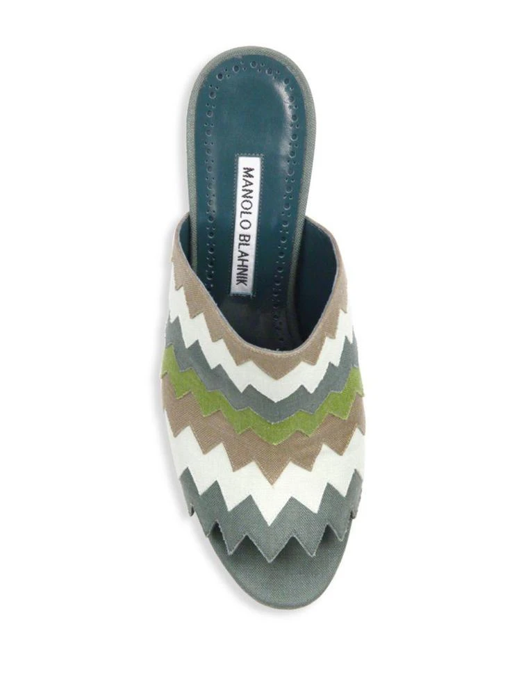 商品Manolo Blahnik|Loch 105 Chevron Linen Mules,价格¥2383,第4张图片详细描述