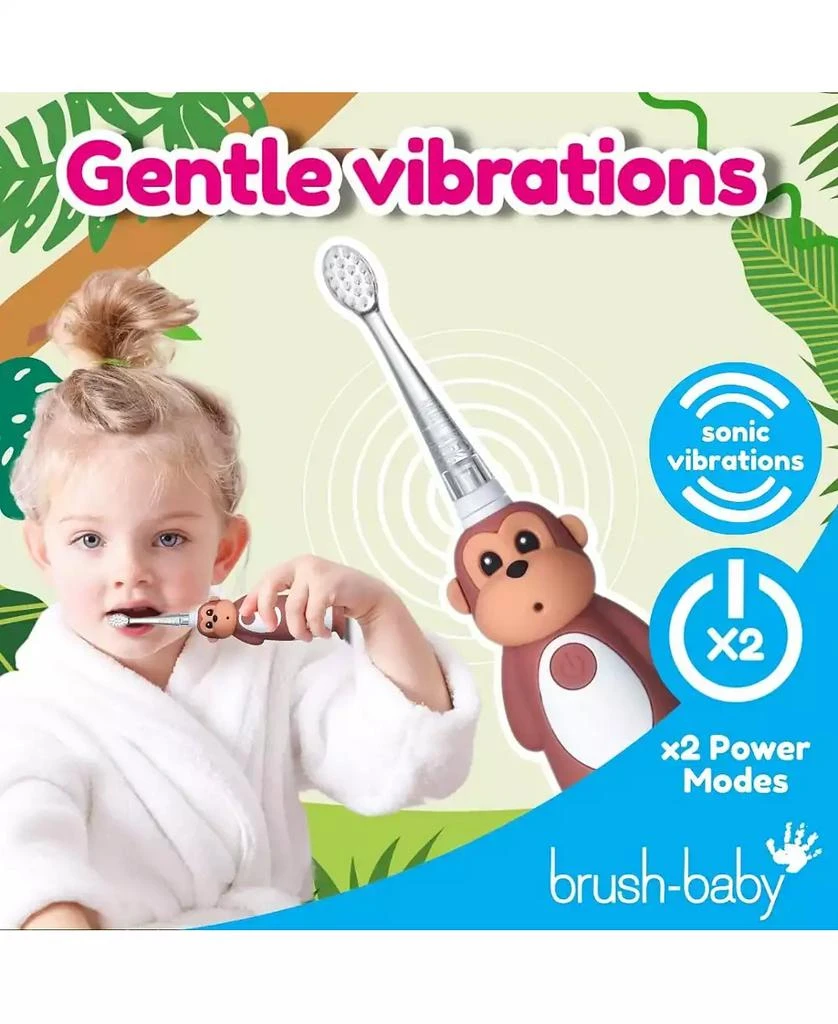 商品Brush-Baby|WildOnes Monkey Kids Electric Rechargeable Toothbrush | Childrens Electric Toothbrush | Animal Character Toothbrush,价格¥211,第4张图片详细描述