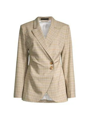 商品Tahari|Pebble Step Plaid Wrap Blazer,价格¥683,第3张图片详细描述