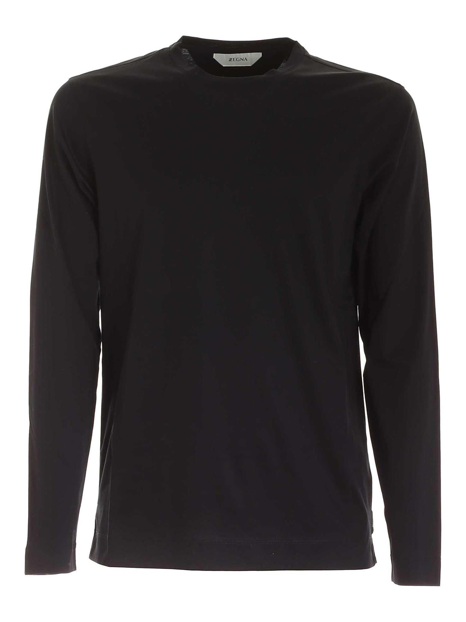 商品Zegna|ZEGNA 男士黑色棉质长袖T恤 VV348-ZZ642-K09,价格¥825,第1张图片