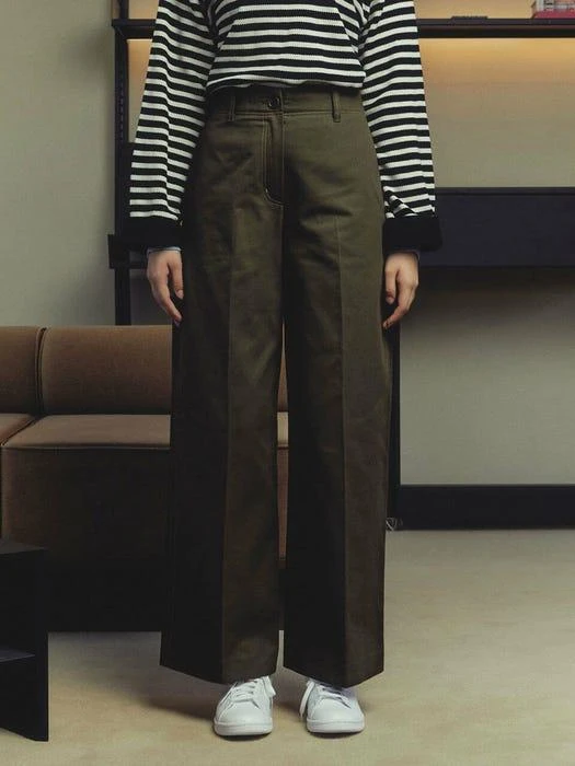 商品A.T.CORNER|Stitch Wide Long Pants Khaki (Aepa2f001k2),价格¥810,第4张图片详细描述