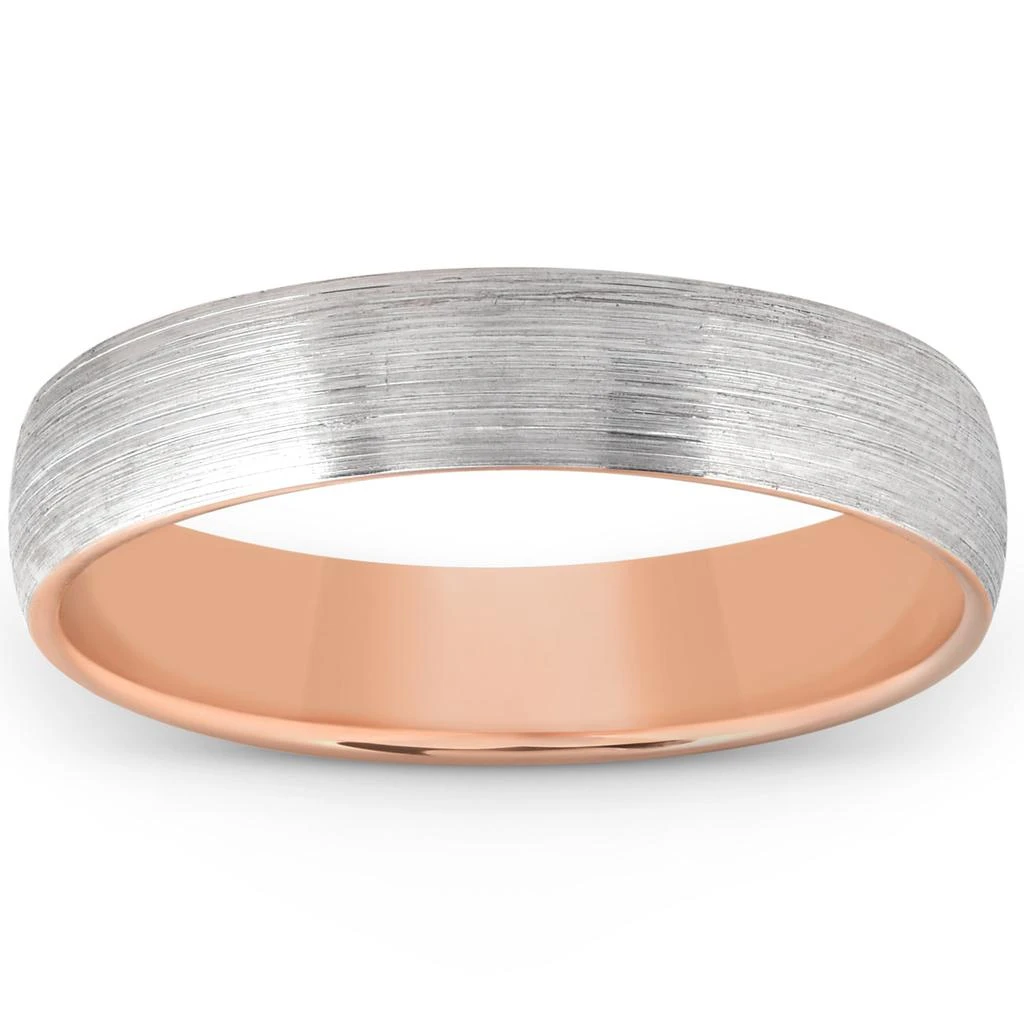 商品Pompeii3|Brushed Rose Gold Two Tone Mens 5MM Dome Wedding Band Plain Polished Ring 10k,价格¥2463,第1张图片