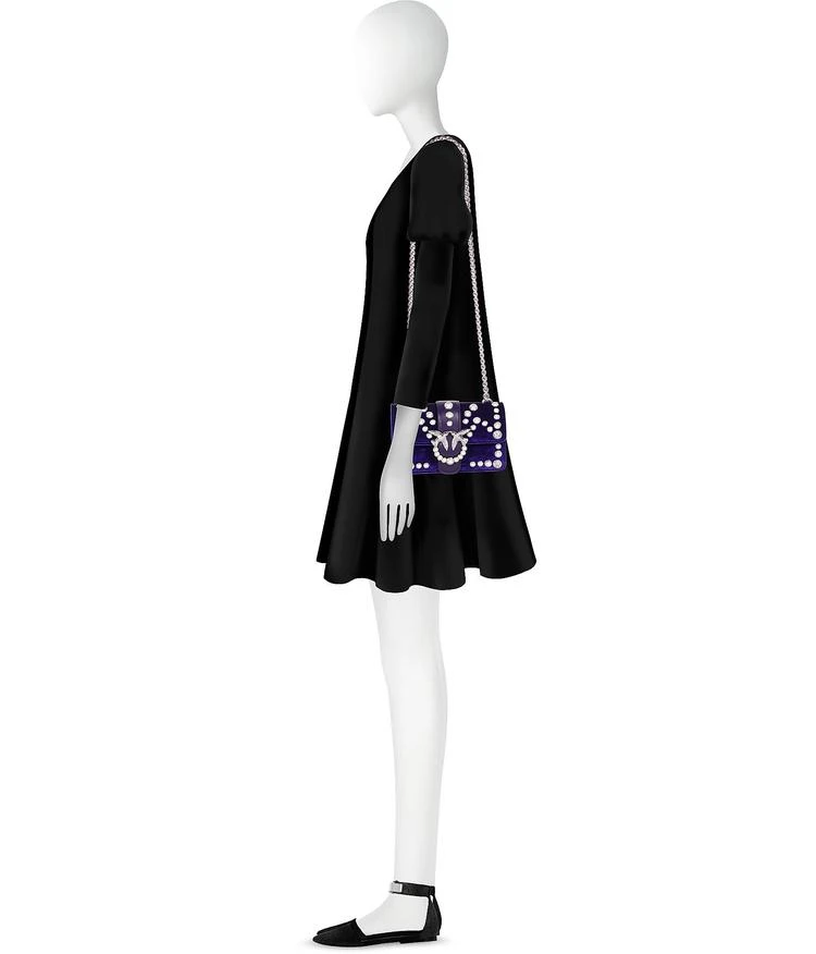 商品PINKO|Pinko Mini Love天鹅绒珍珠手包,价格¥1904,第3张图片详细描述
