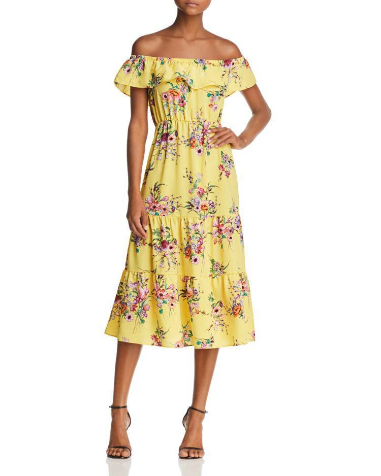 商品AQUA|Floral Print Off-the-Shoulder Midi Dress - 100% Exclusive,价格¥232,第1张图片