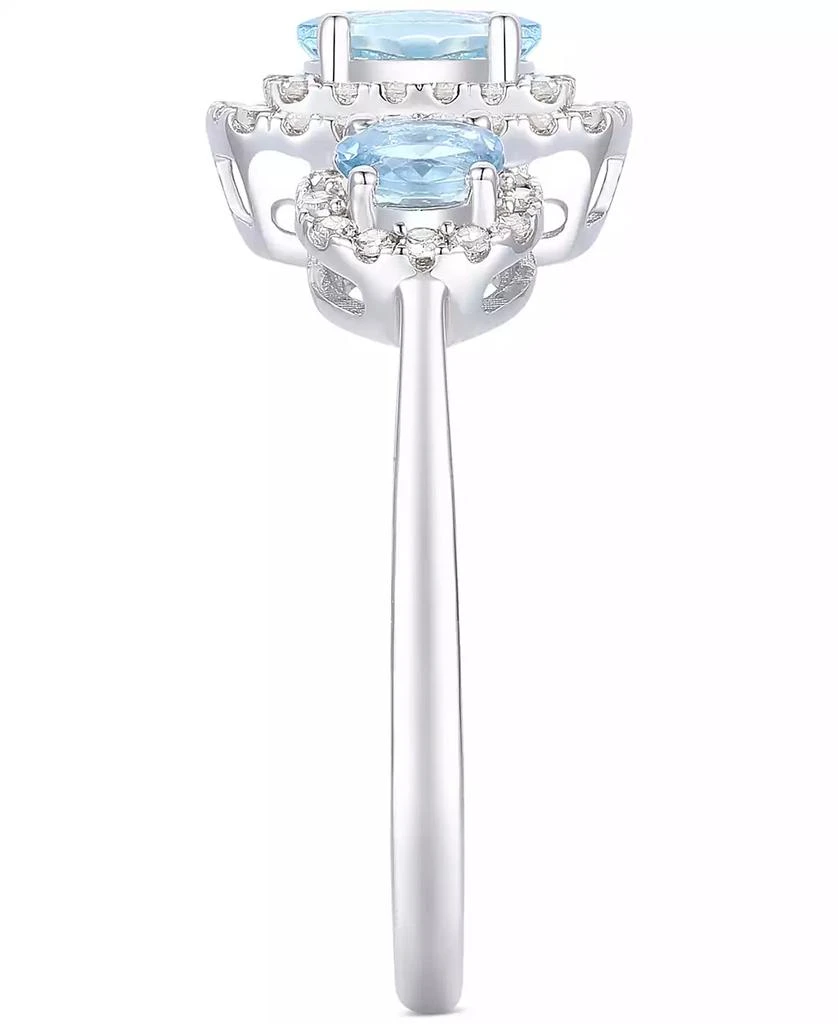 商品Macy's|Santa Maria Aquamarine (7/8 ct. t.w.) & Diamond (1/3 ct. t.w.) Three Stone Halo Ring in 14k White Gold,价格¥5235,第4张图片详细描述