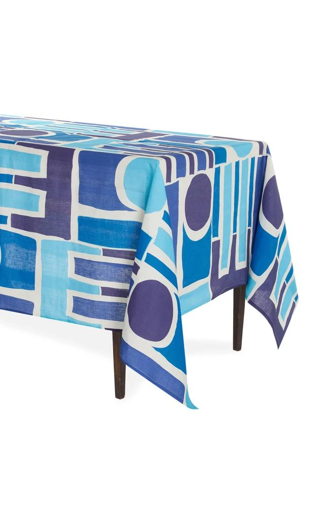 商品CRINI & SOPHIA|CRINI & SOPHIA - Shapes Large Linen Tablecloth - Blue - Moda Operandi,价格¥927,第1张图片