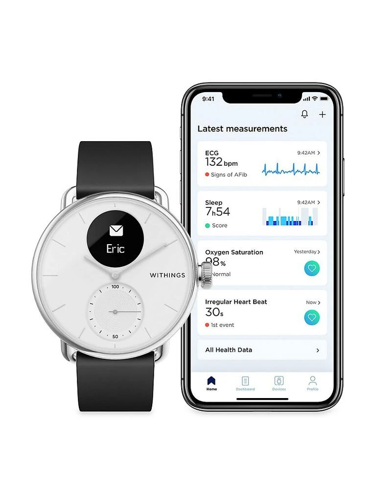 商品Withings|Scan Watch-Luxury Smartwatch with Health Tracking ECG, Heart Rate and Oximeter - 38mm,价格¥2258,第3张图片详细描述