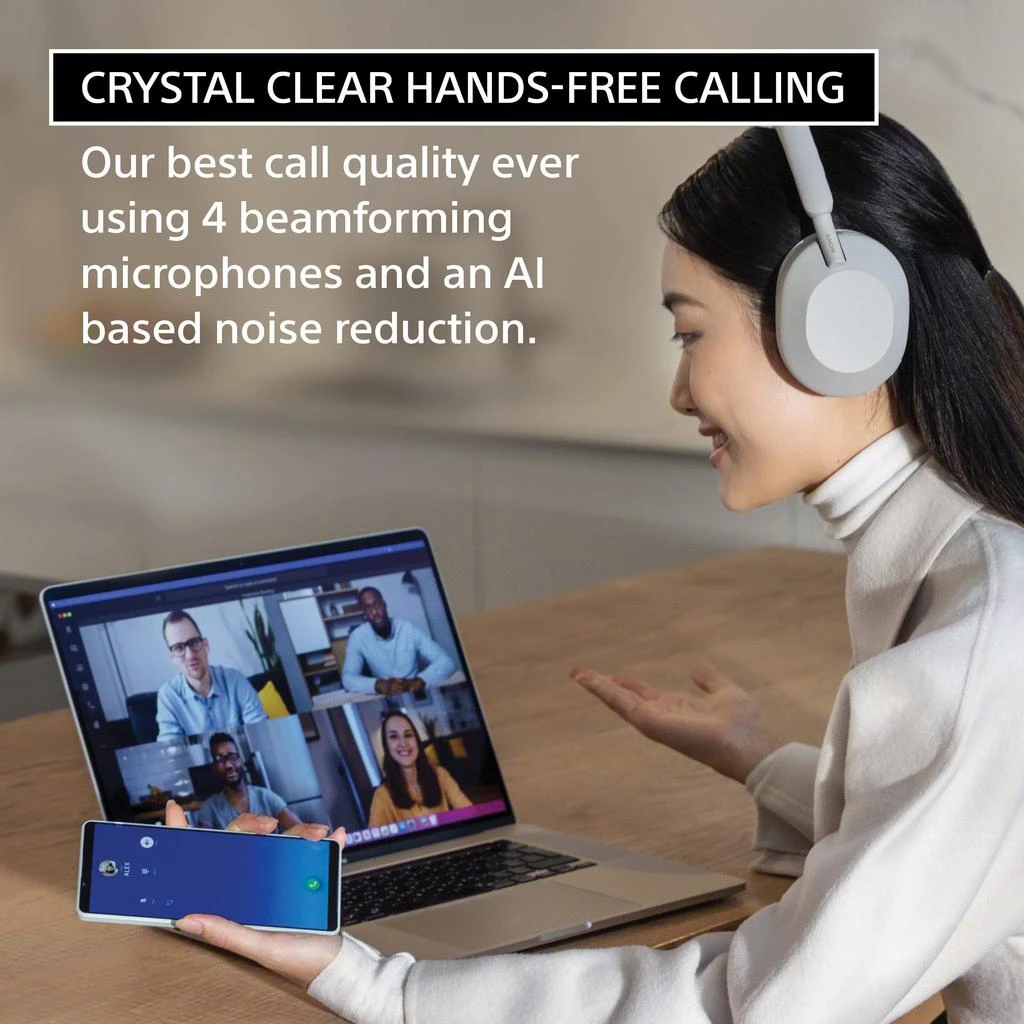 商品SONY|Sony WH-1000XM5 Wireless Industry Leading Headphones with Auto Noise Canceling Optimizer, Crystal Clear Hands-Free Calling, and Alexa Voice Control, Black,价格¥2989,第4张图片详细描述