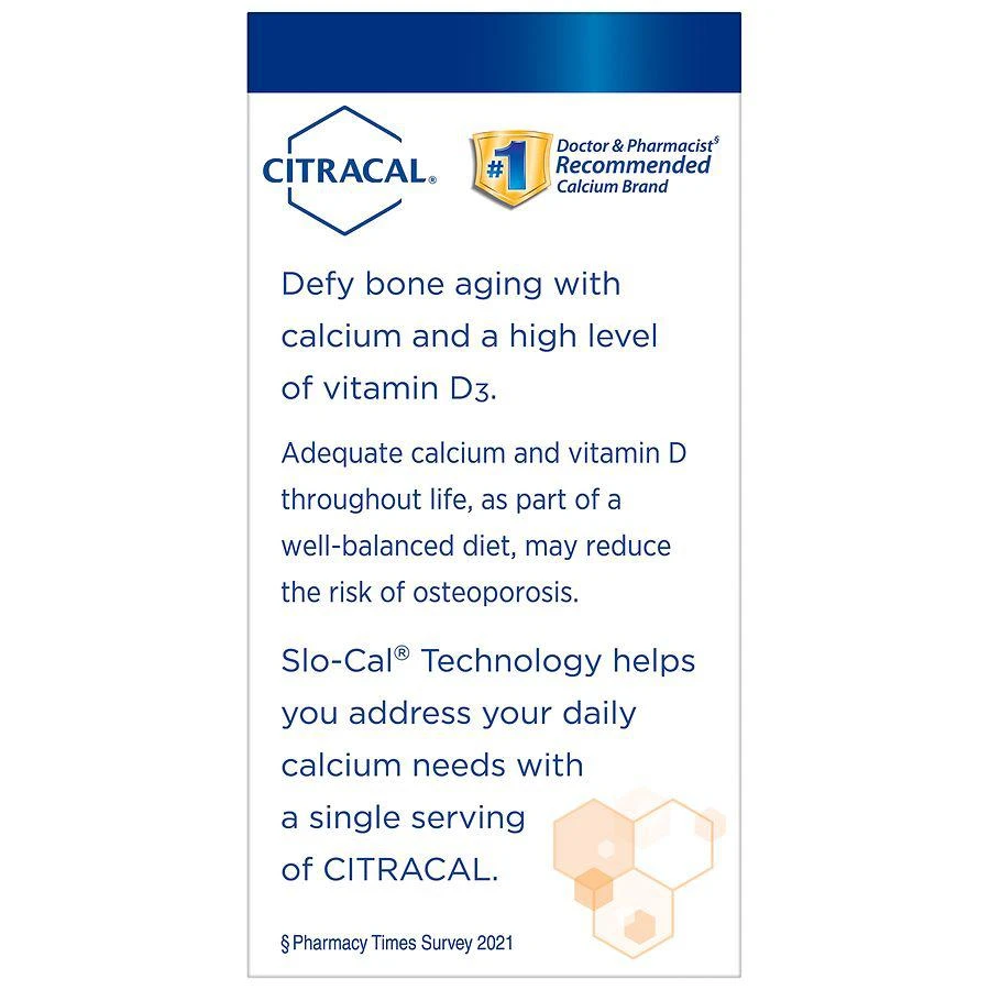 商品Citracal|Slow Release With Vitamin D3 Calcium Supplement Caplets,价格¥150,第2张图片详细描述