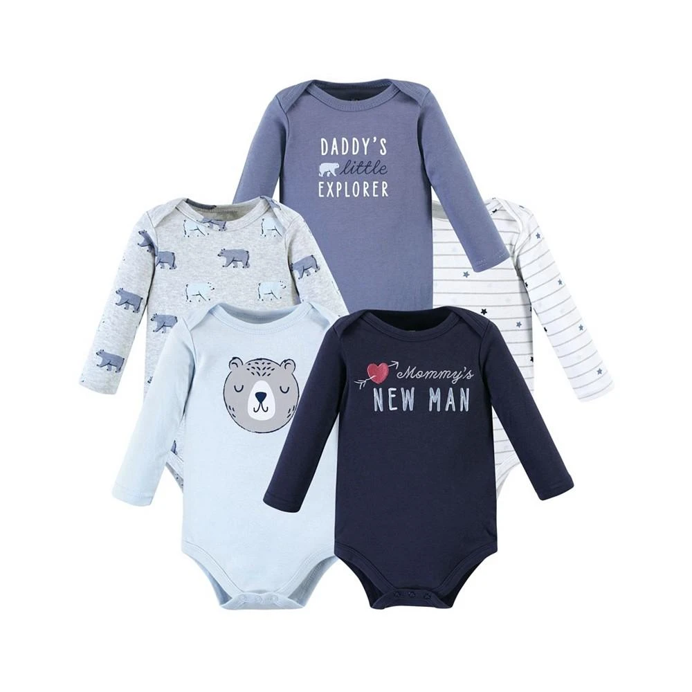 商品Hudson|Baby Boys Cotton Long-Sleeve Bodysuits, Pack of 5,价格¥173,第1张图片