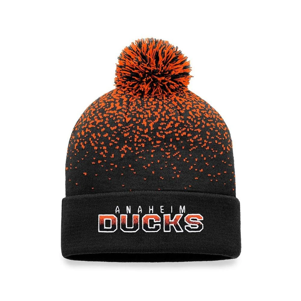 商品Fanatics|Men's Branded Black Anaheim Ducks Iconic Gradient Cuffed Knit Hat with Pom,价格¥197,第1张图片