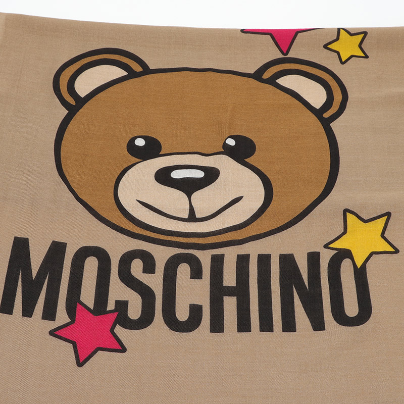 MOSCHINO/莫斯奇诺女士黑色小熊头像logo款羊毛围巾03330M2529 002商品第9张图片规格展示