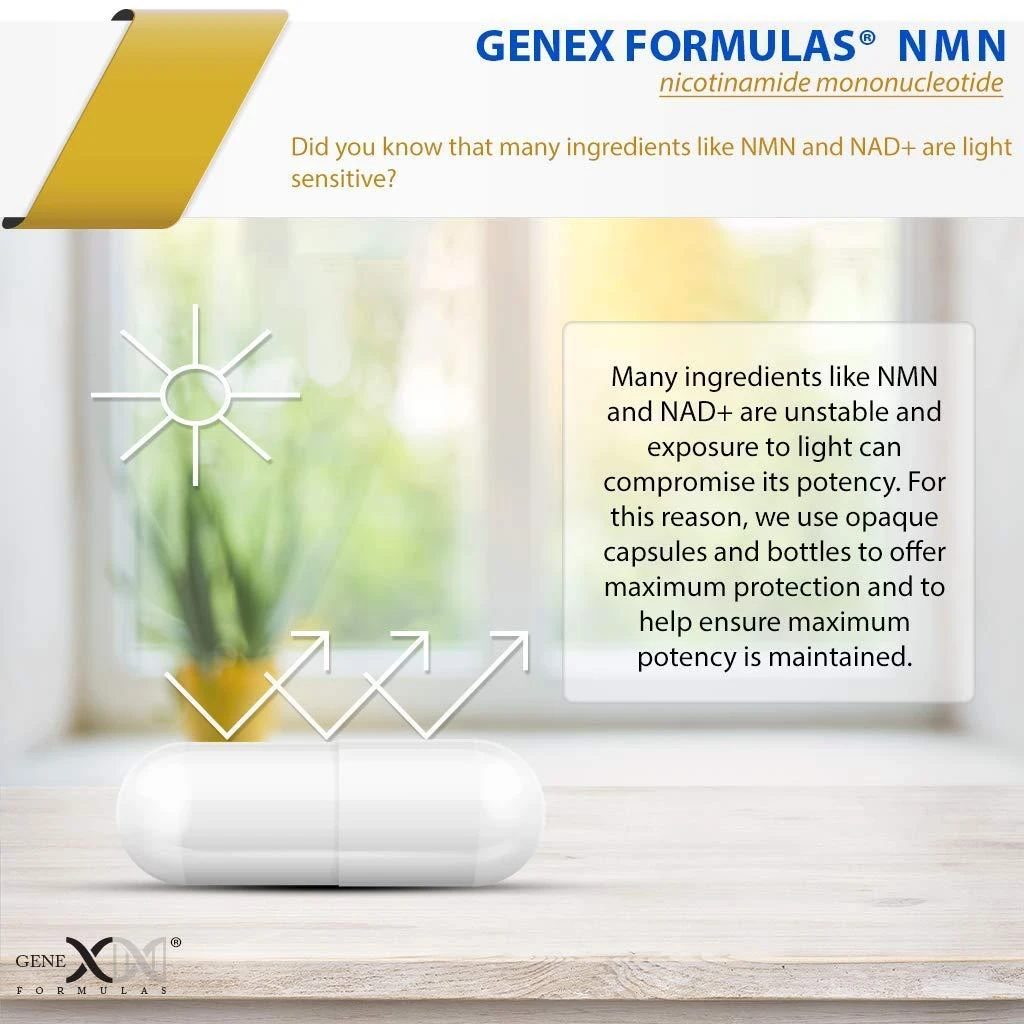 商品Genex Formulas|NMN Nicotinamide Mononucleotide Supplements 250mg - Stabilized Form (60 Capsules), 99% Pure NMN Supplement Capsules for Increased NAD Levels, DNA Repair, & Healthy Aging, GMP Certified, Genex Formulas,价格¥351,第5张图片详细描述