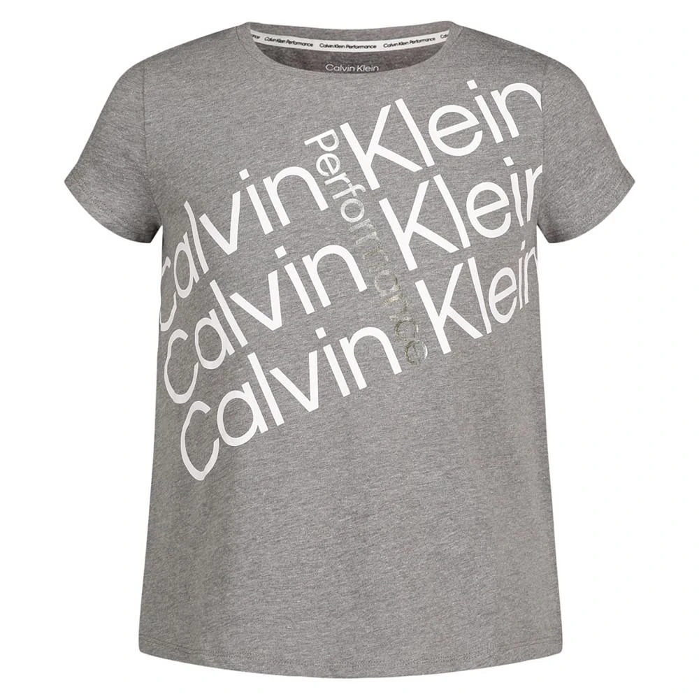 商品Calvin Klein|Big Girls Tilt Logo T-shirt,价格¥79,第1张图片