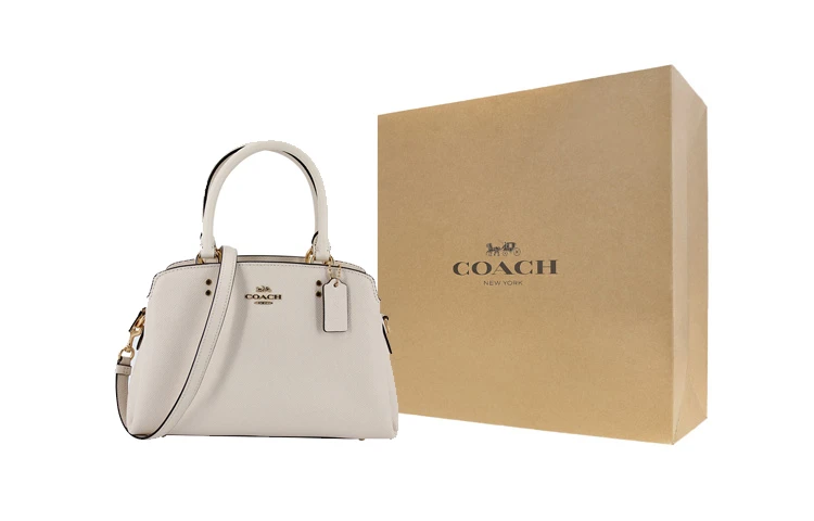 商品[国内直发] Coach|蔻驰 Lillie 26金属logo徽标 皮革 电脑包公文包手提单肩斜挎包 小号 女款 粉笔白色,价格¥2182,第7张图片详细描述